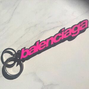 Balenciaga logo key chain hot pink